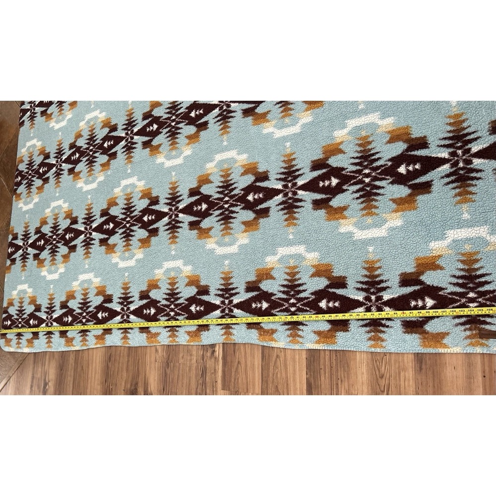 Pendleton Sherpa Fleece Blanket Aztec Legend Lake Aqua Blue Sky Southwest - Picture 10 of 13